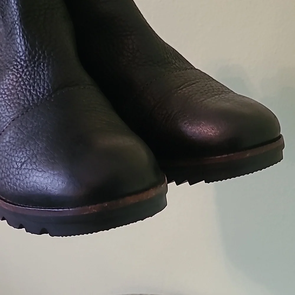 Sorel Cate Cut-out Black Full-grain Leather Bootie Ankle Boots Wmn 6 Casual